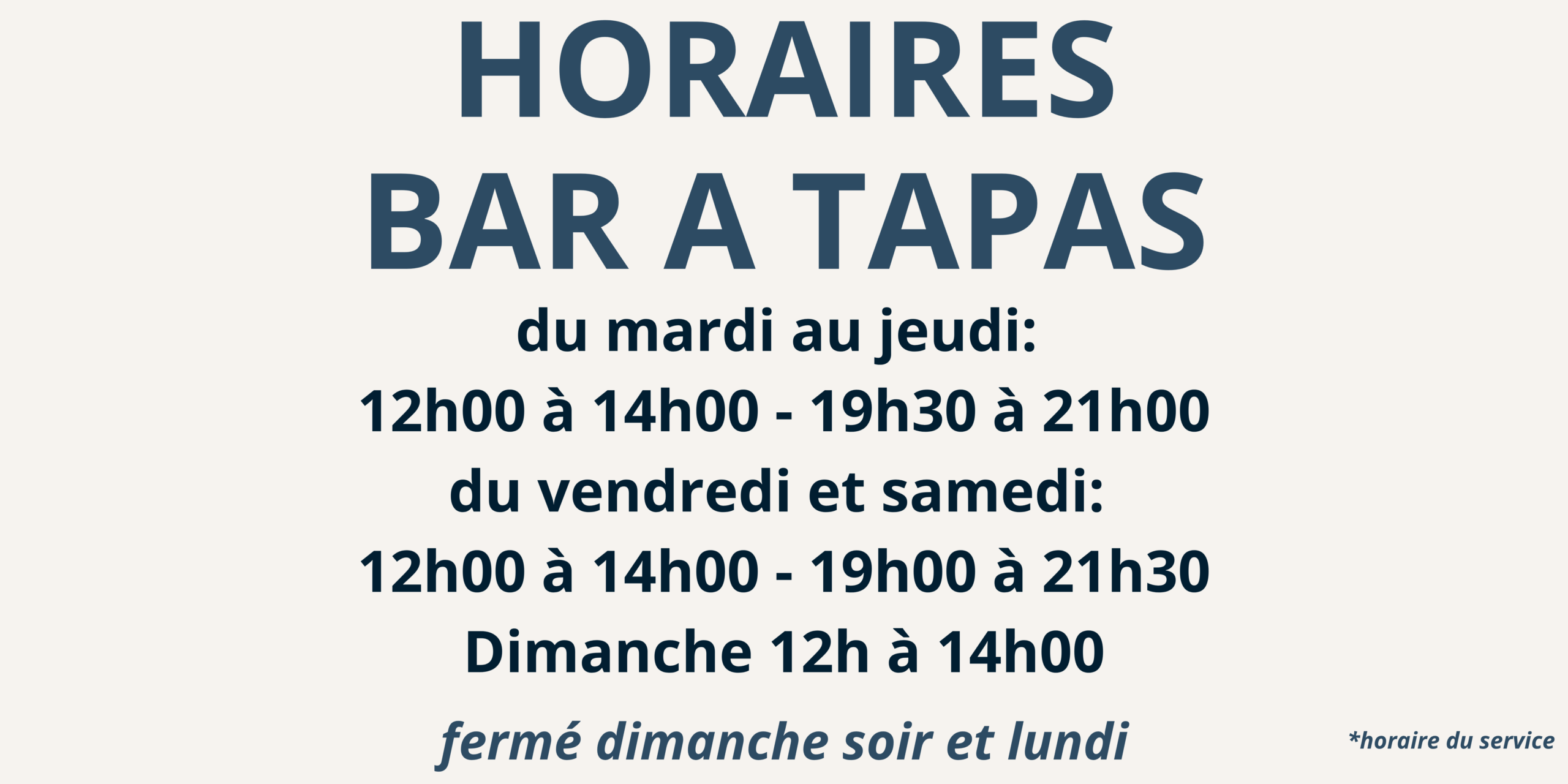 HORAIRE BAR A TAPAS