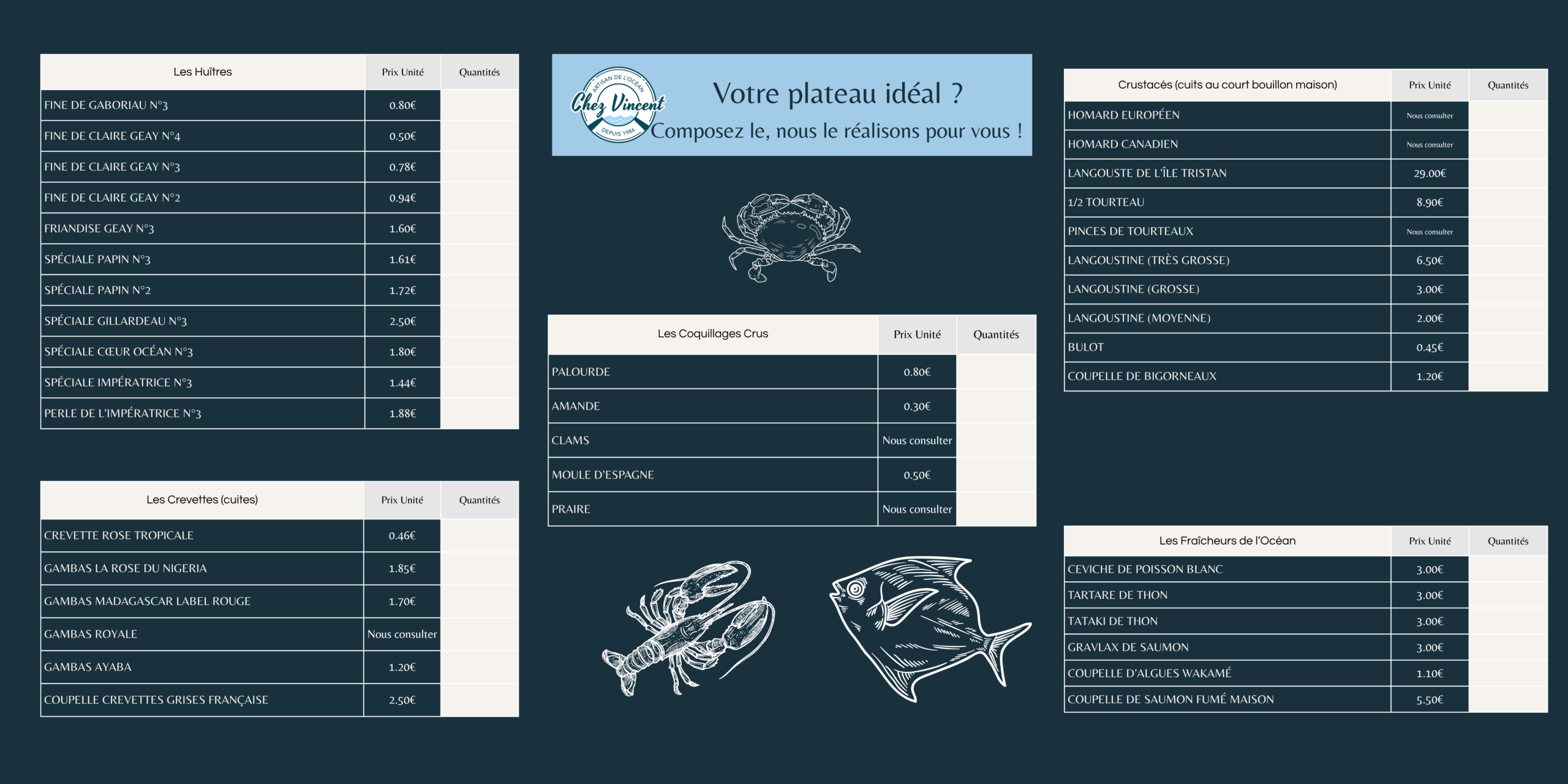 Plateaux sur mesure