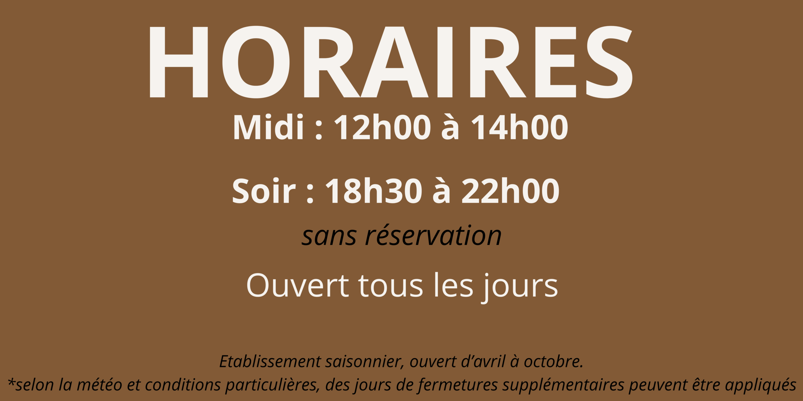 Horaire Chez vincent coté lac